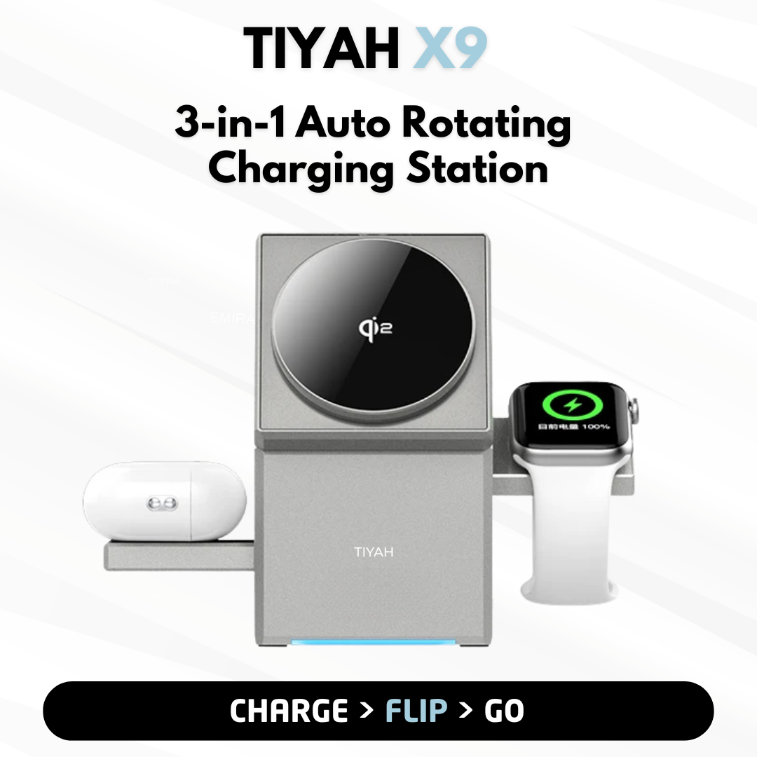 TIYAH X9 3-in-1 Auto Rotating Charging Station